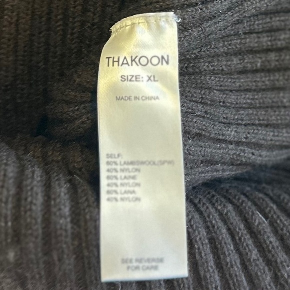 THAKOON Chocolate Brown Long Rib Knit Wool-Blend Dress - Size XL - Picture 11 of 12